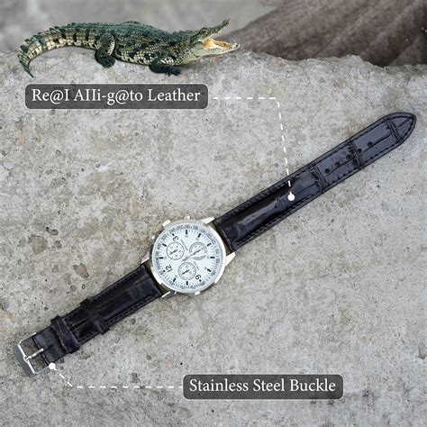 Black alligator leather strap 